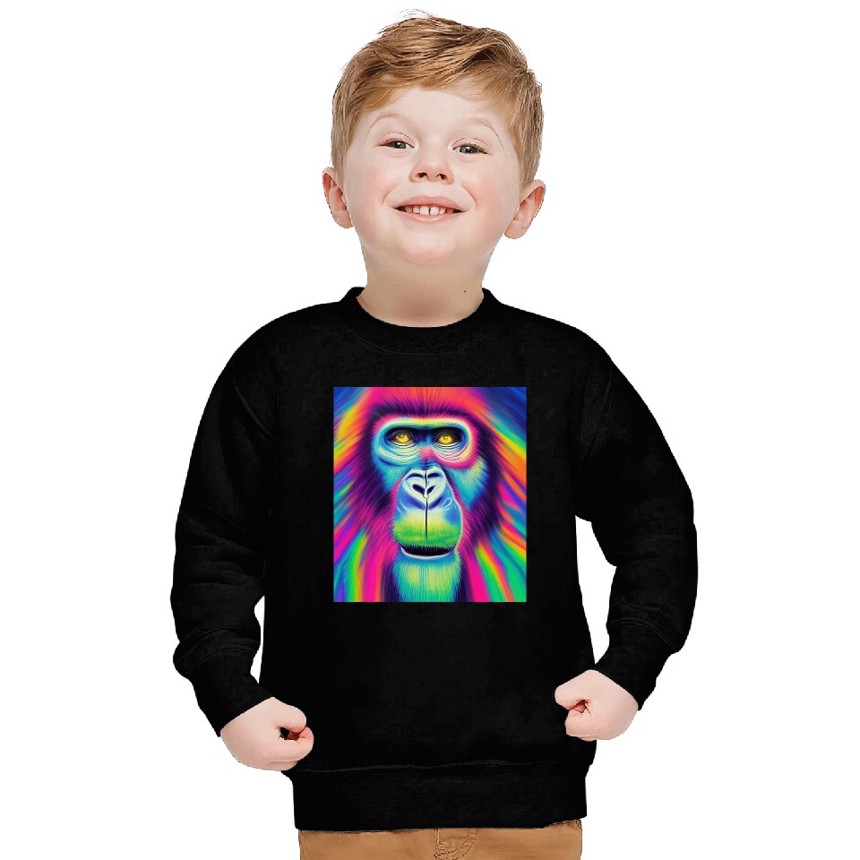 Rainbow monkey abstract portrait , vibrant colors Sweatshirts