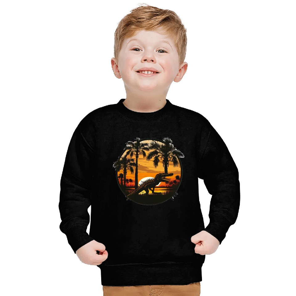 Florida Everglades Sunset Alligator and Palm Tree Sweatshirts