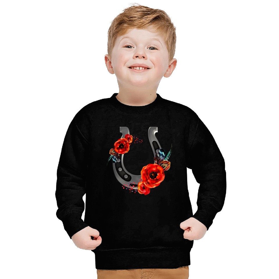 Floral Horseshoe With Poppies Sweatshirts