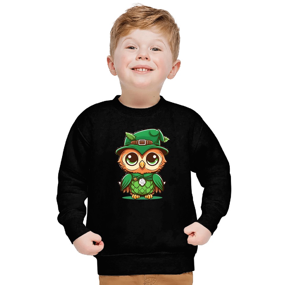 st patricks day owl wearing a hat Sweatshirts