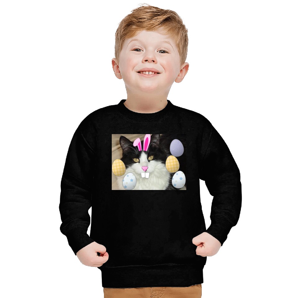 Easter Bunny Cat Face Decor Sweatshirts