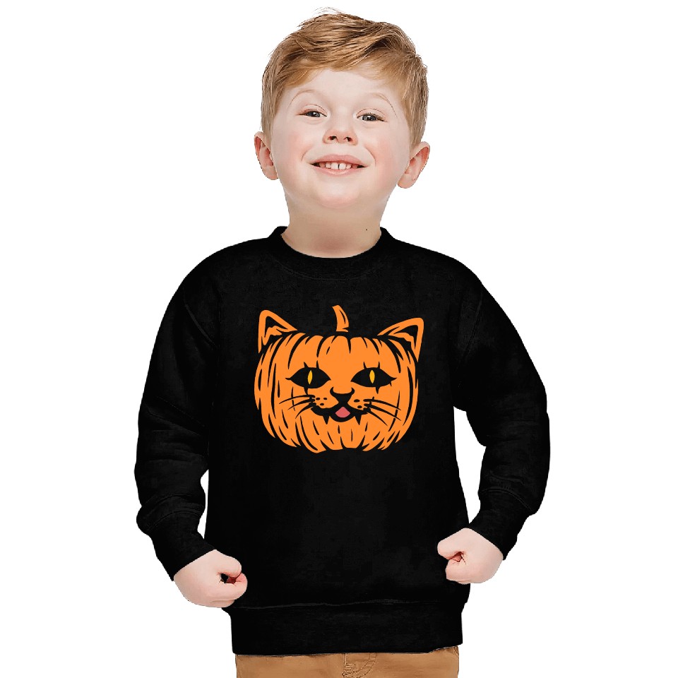 Scary Cat Pumpkin Halloween Sweatshirts