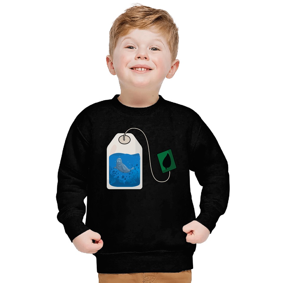 Funny seal swimming in a tea bag Sweatshirts