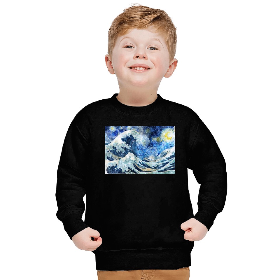 Great Wave During a Starry Night Click on Artist Sweatshirts
