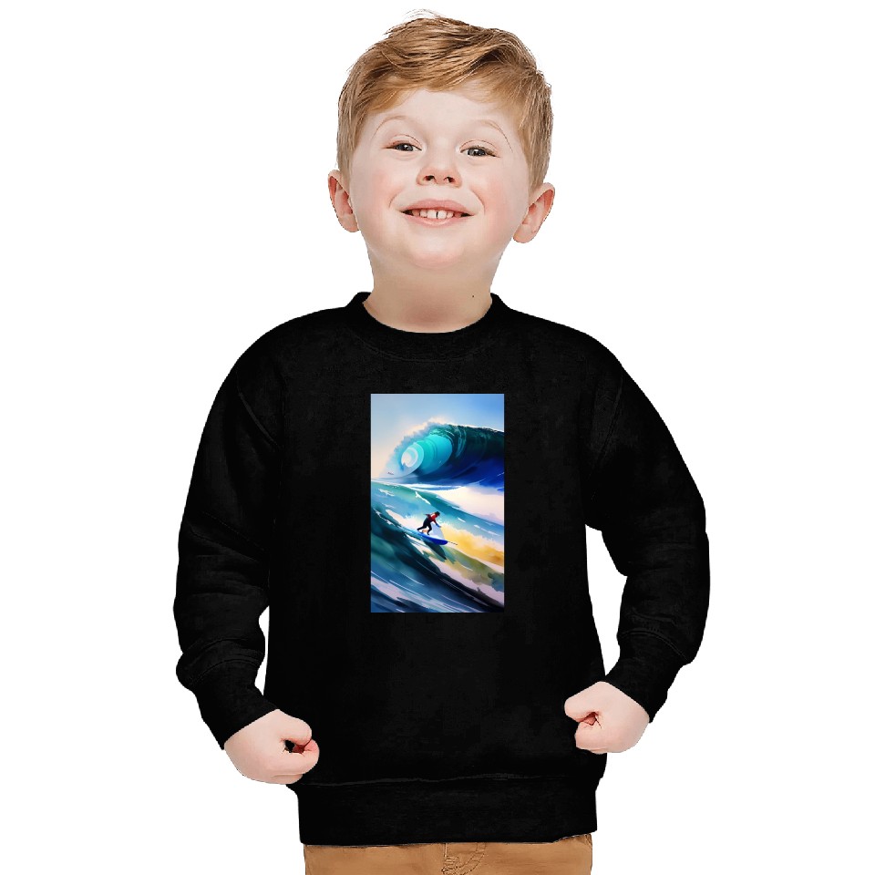 A surfer sailing on rough seas Sweatshirts