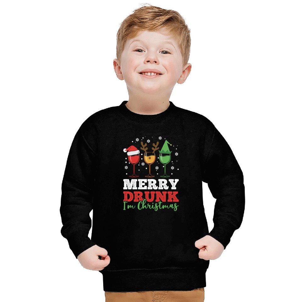 Wine Drinking Pajama Merry Drunk I'M Sweatshirts