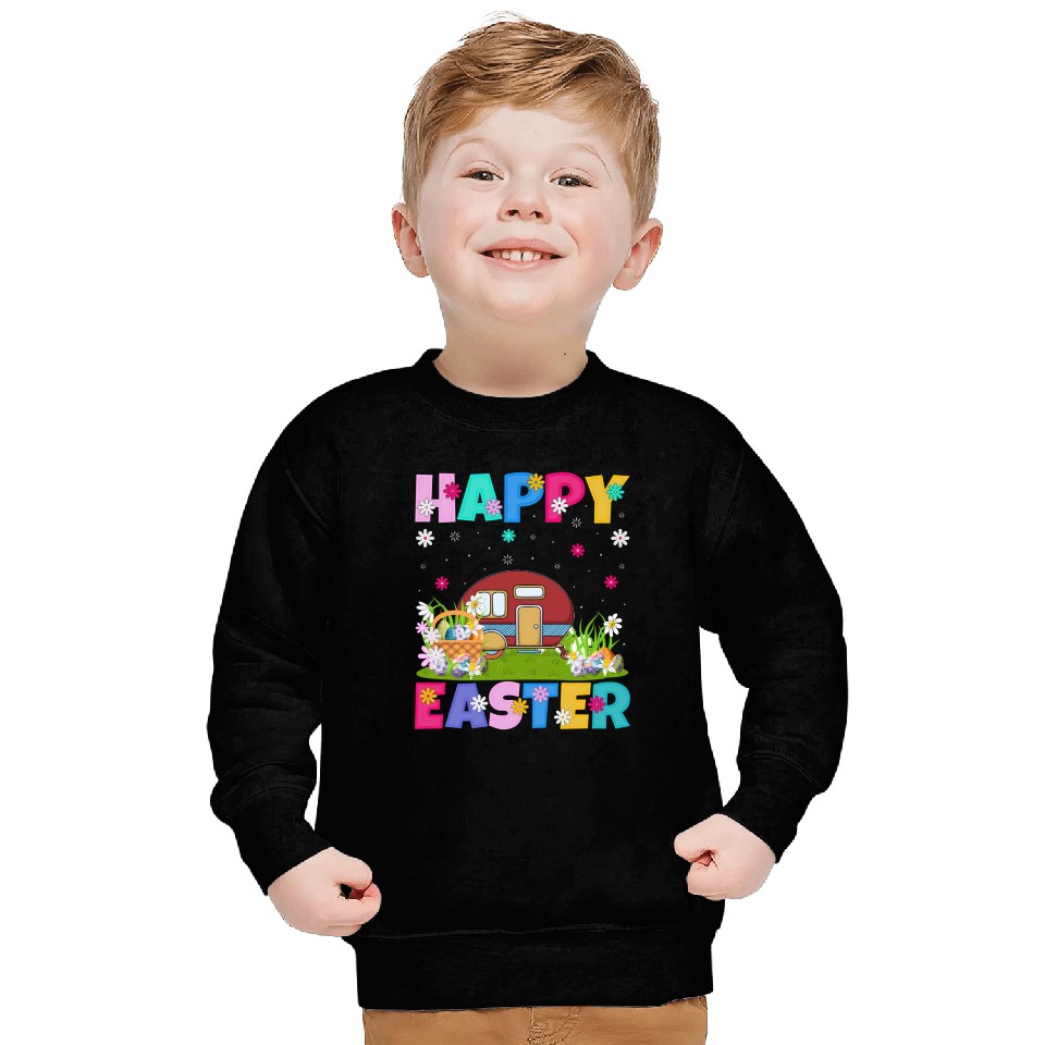 Camper Van Happy Easter Camper Van Easter Sunday Sweatshirts