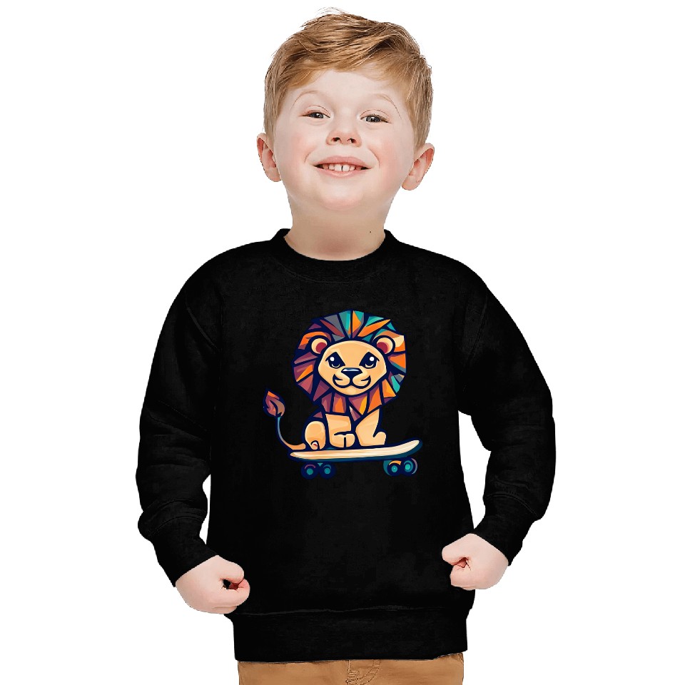 Cubist lion on skateboard Sweatshirts