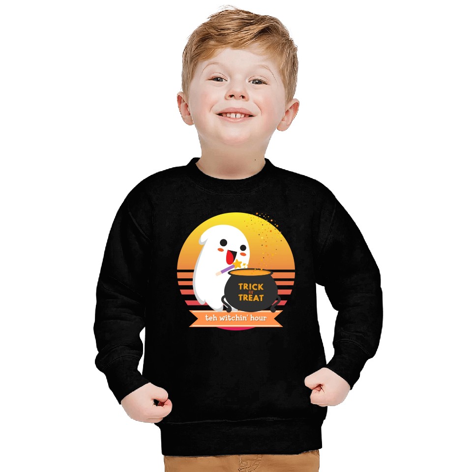 Halloween Cute Ghost Witching Hour Trick Or Treat Sweatshirts