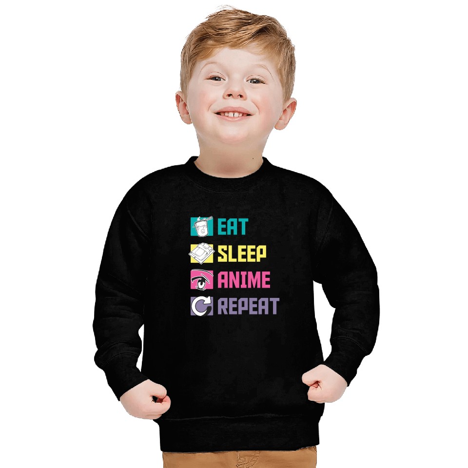 Eat Sleep Anime Repeat funny Sweatshirts