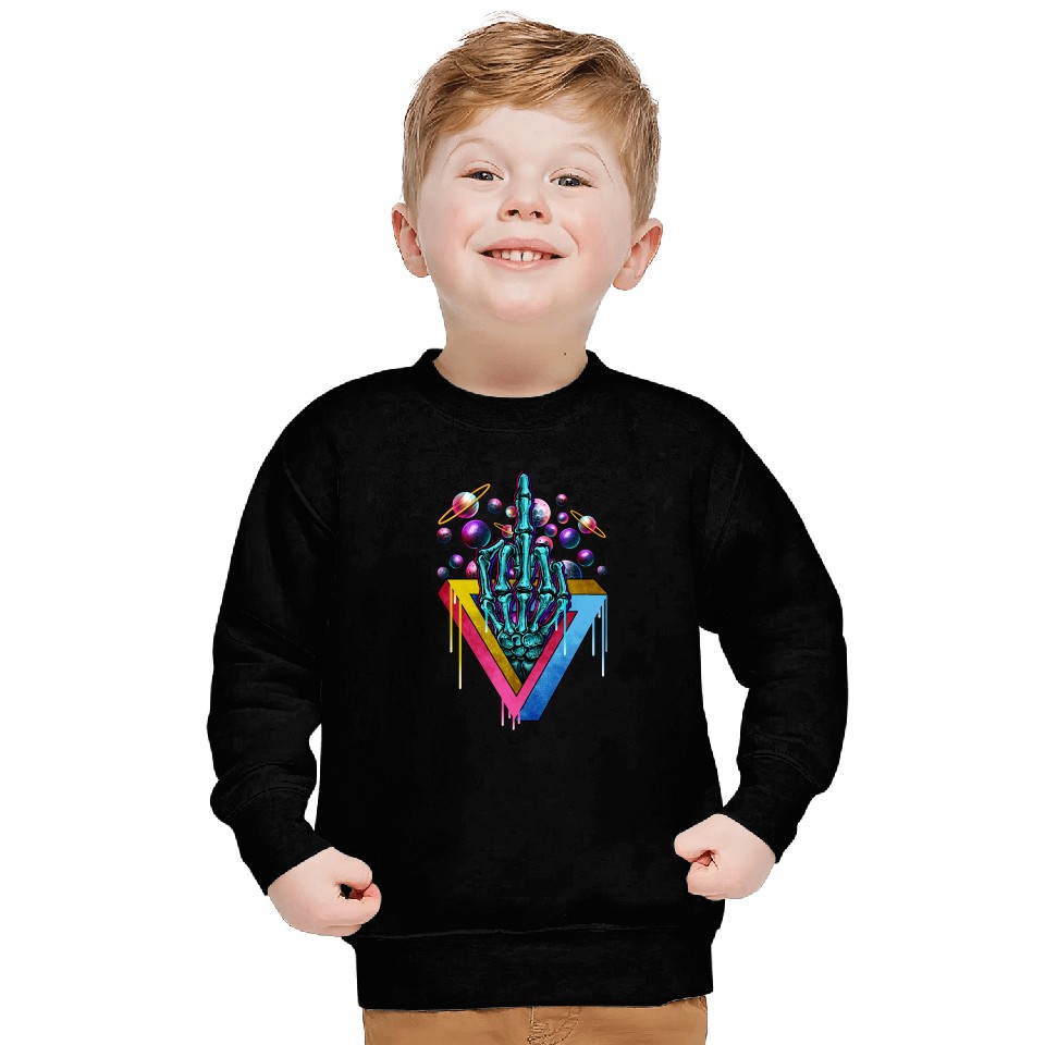 Trippy skeleton middle finger Sweatshirts