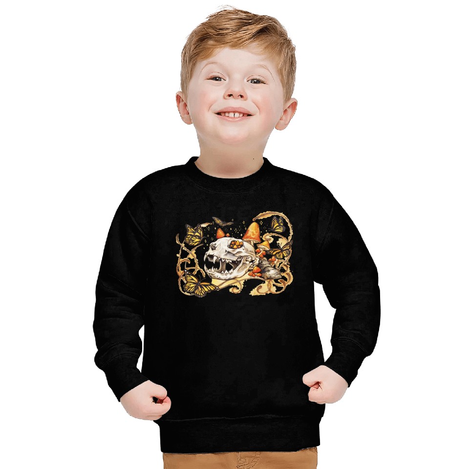 Cat Skull And Butterflies Sweatshirts
