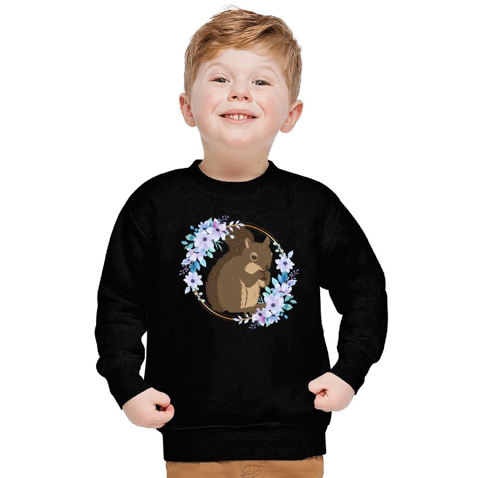 Flower Circle Squirrel Sweatshirts