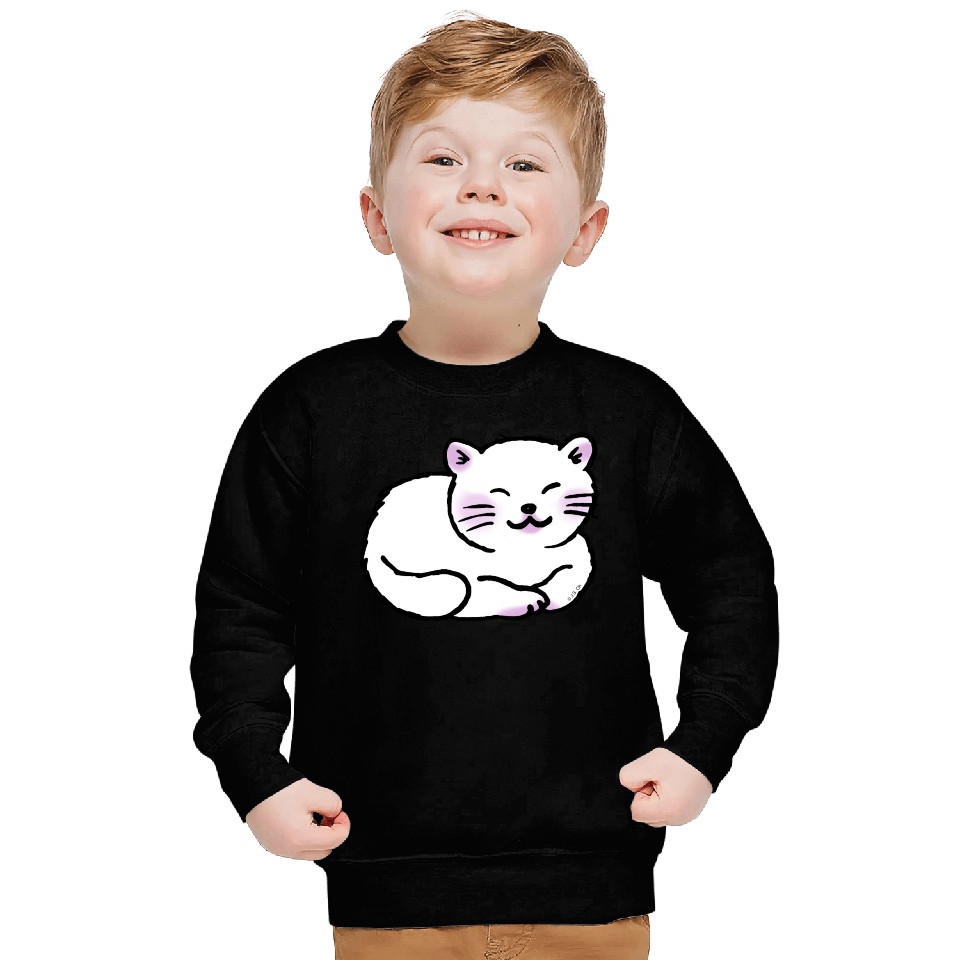 Sleepy White Cat Sweatshirts