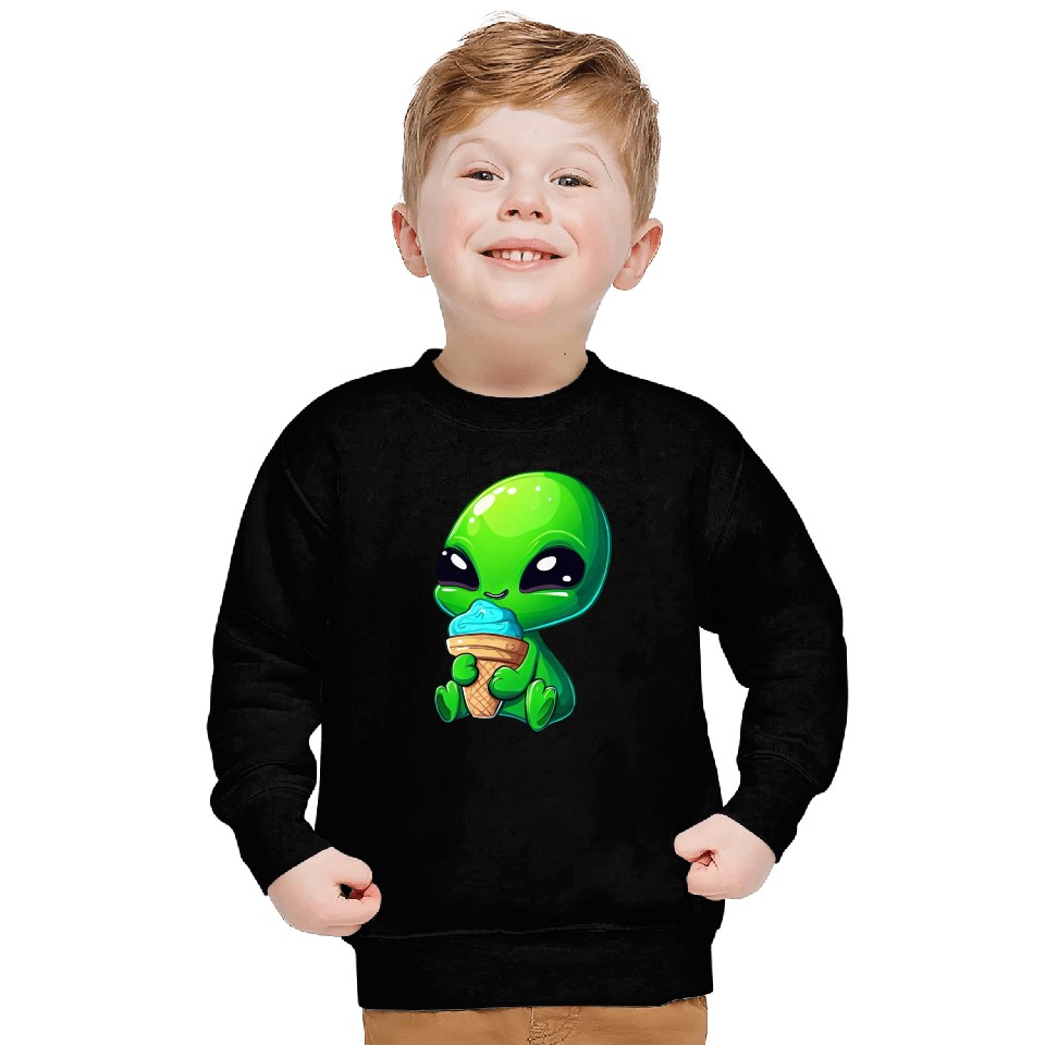Alien Extraterrestrial Ice Blue Green Sweatshirts
