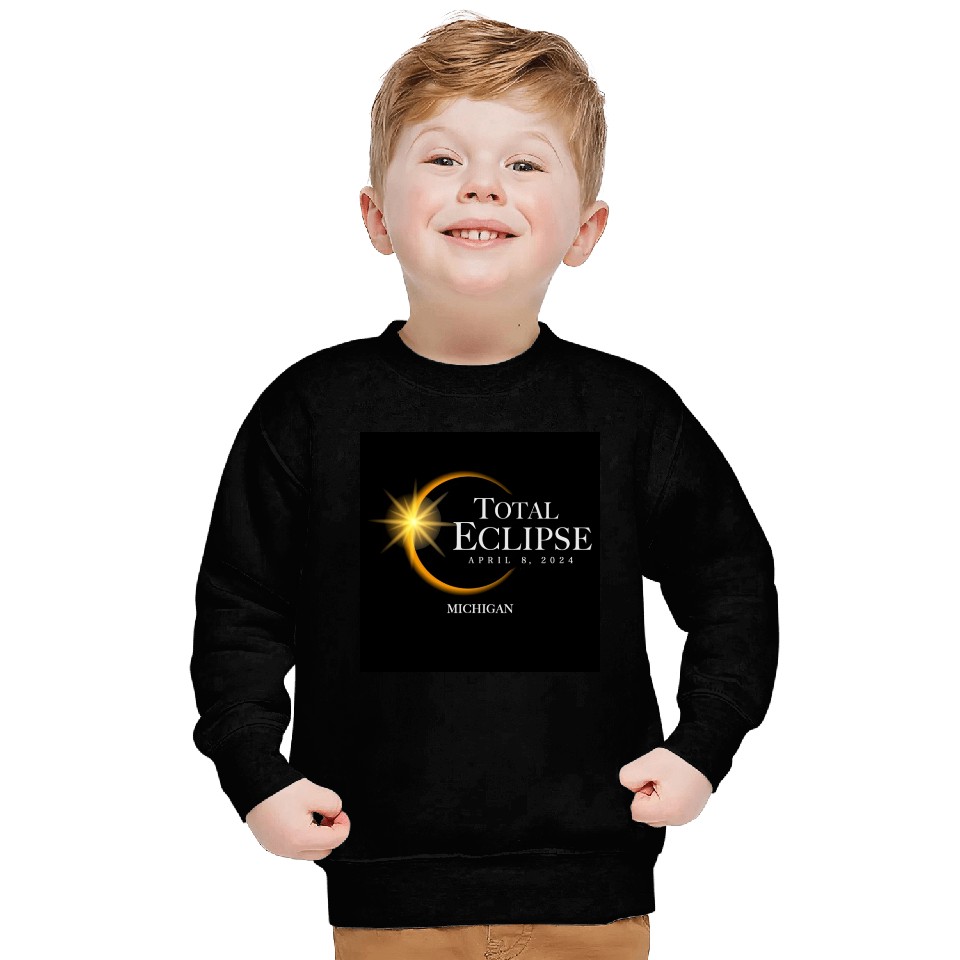 Michigan Eclipse 2024 Souvenir April 8 Memento Sweatshirts