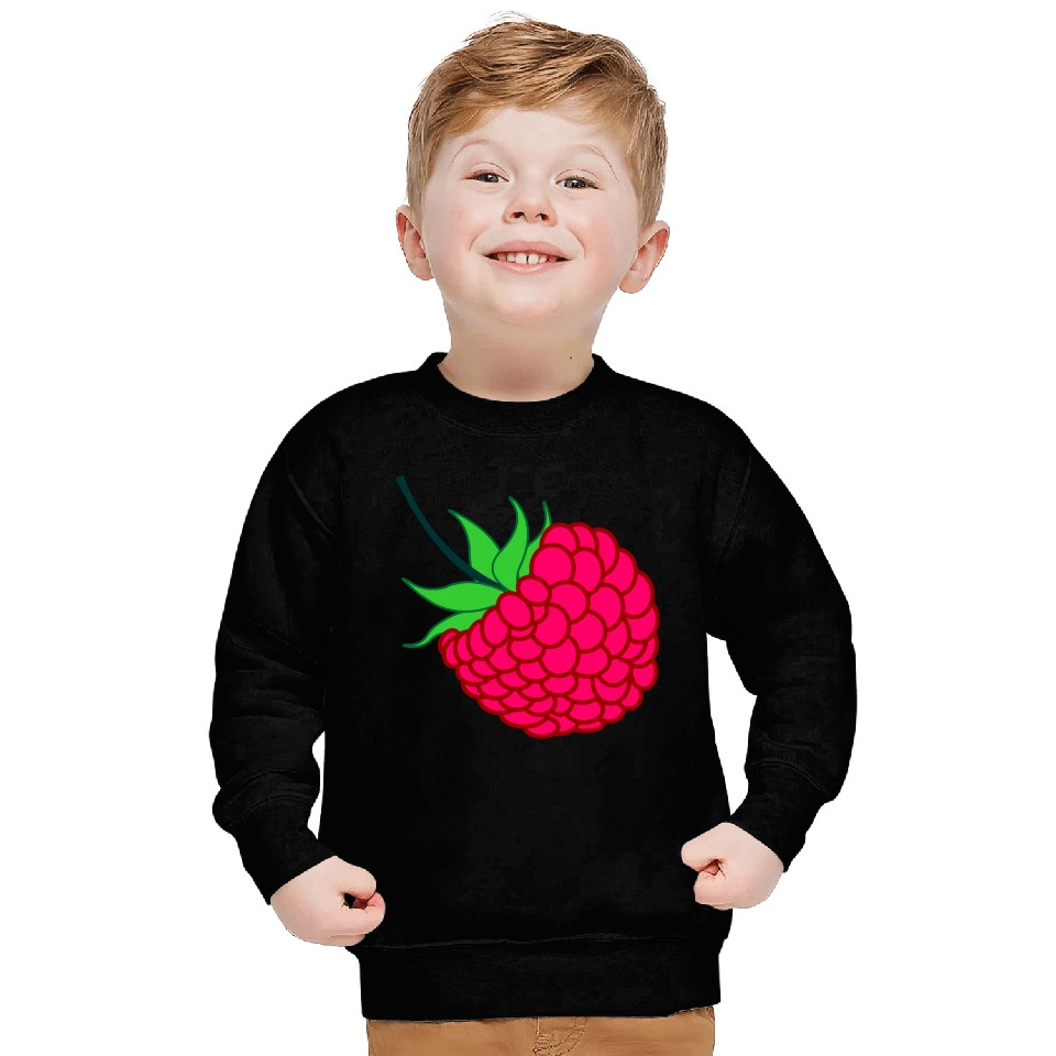 Raspberry red with green leaves Sweatshirts