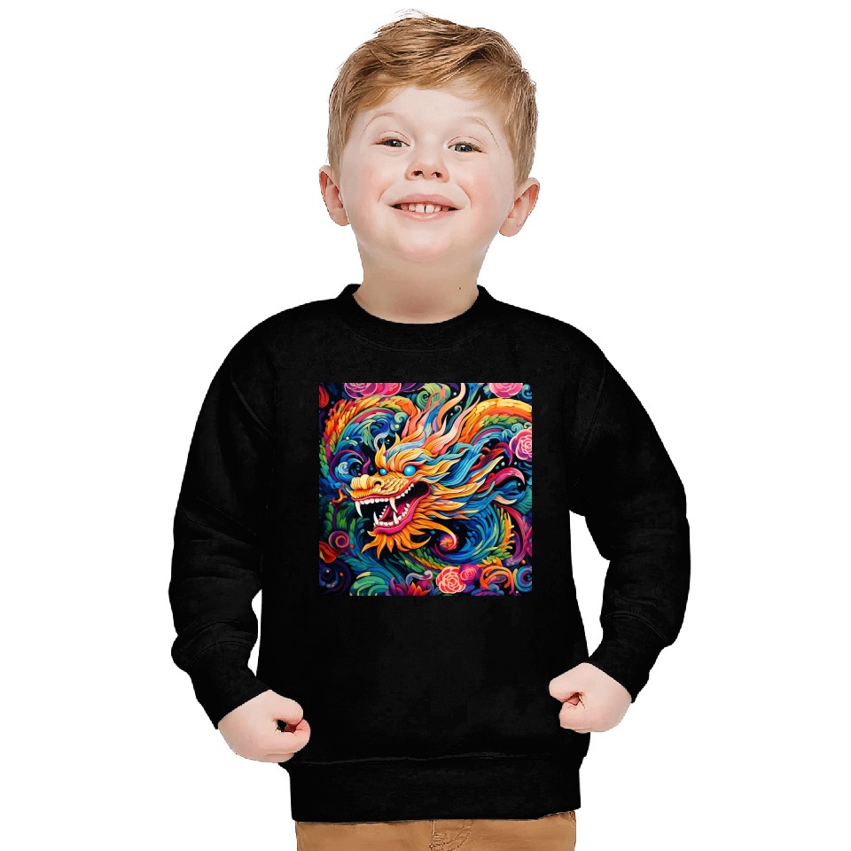 dragon pattern circle pentel color Sweatshirts