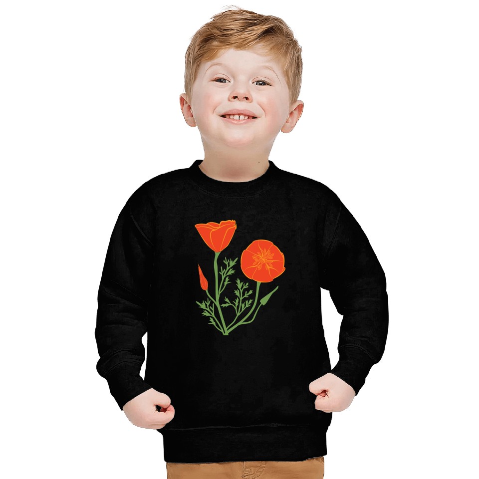 California Poppies on Clear Background Sweatshirts