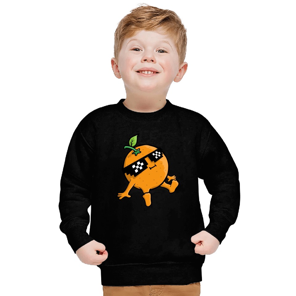 Cool Relaxing Orange Fruit Pixel Sunglasses Face Sweatshirts