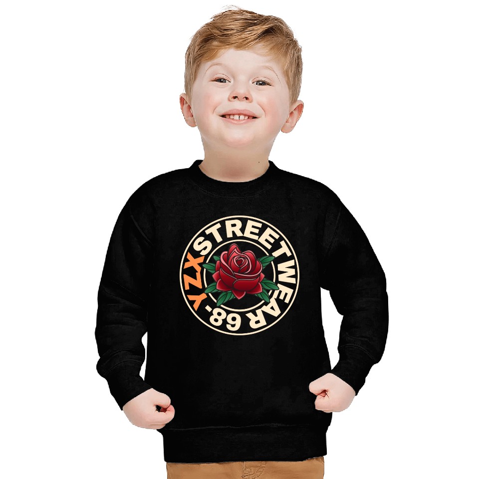 Streetwear red rose Sweatshirts