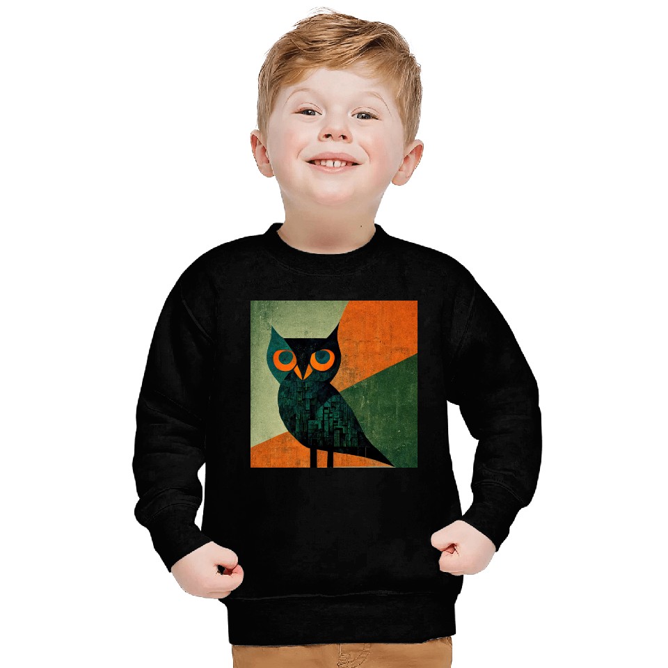 Mod Owl: Orange Beak Owl Sweatshirts