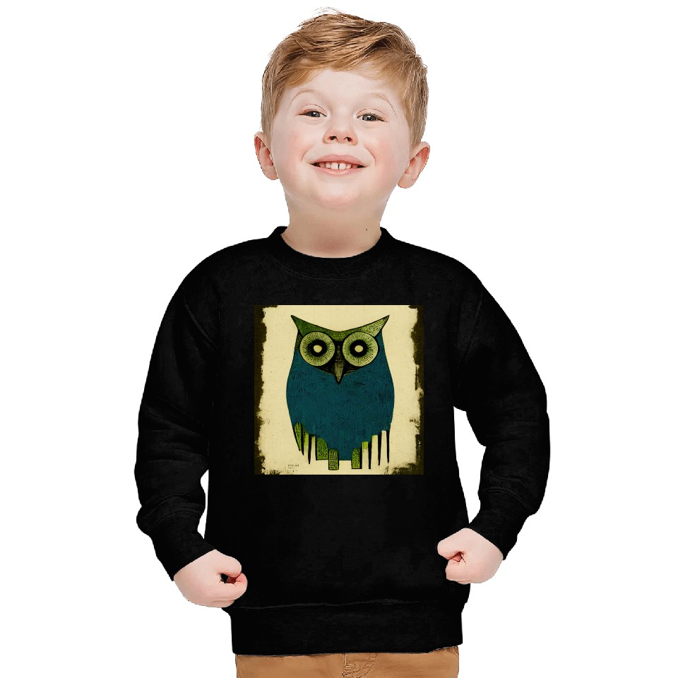 Mod Owl: Woodcut Owl Sweatshirts