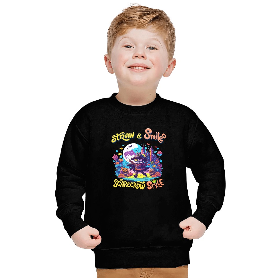 Straw & Smile The Scarecrow Funny Cute Halloween Sweatshirts