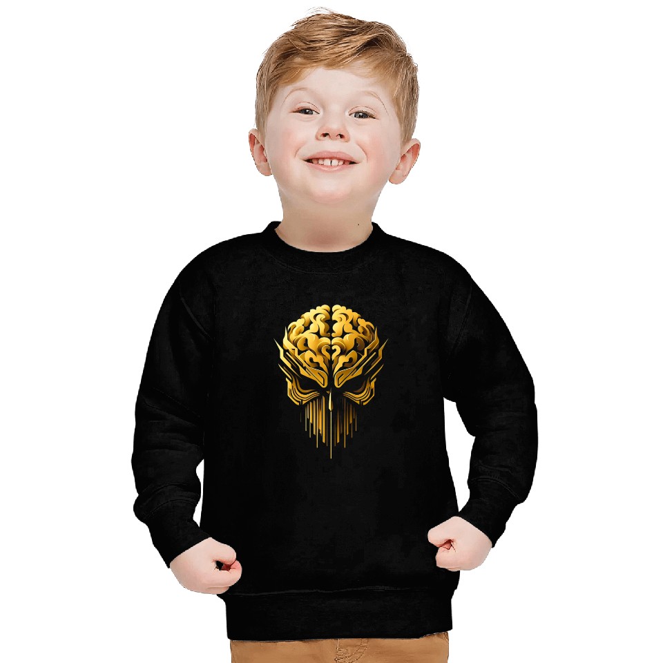 Gold skull brain head Sweatshirts