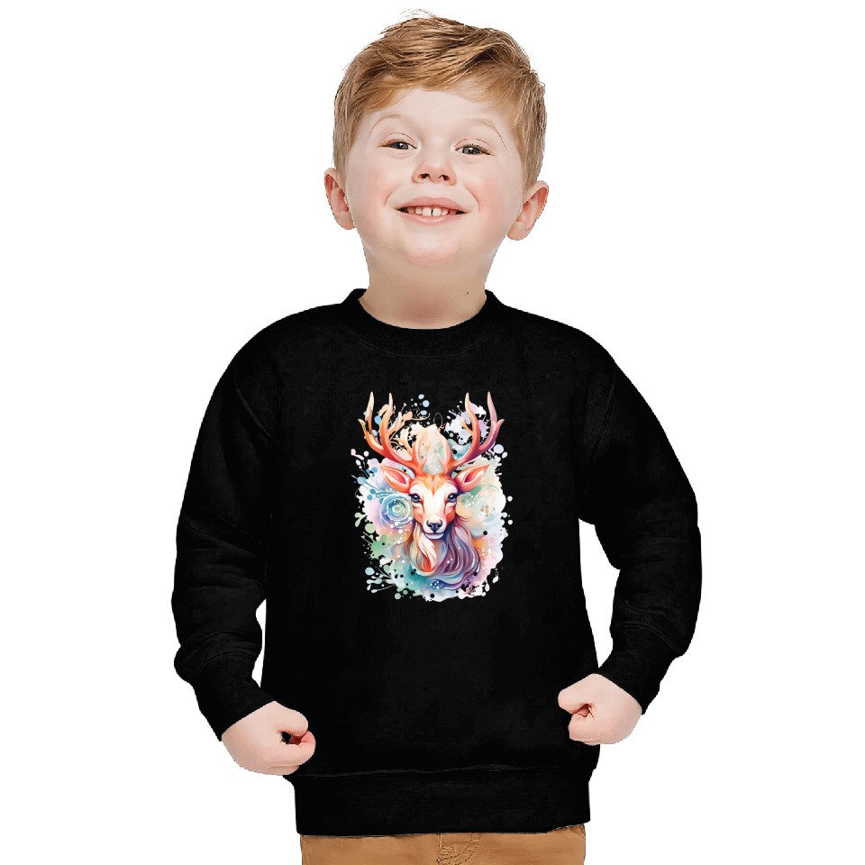 Colorful Reindeer Fantasy: Studio Ghibli Style Sweatshirts