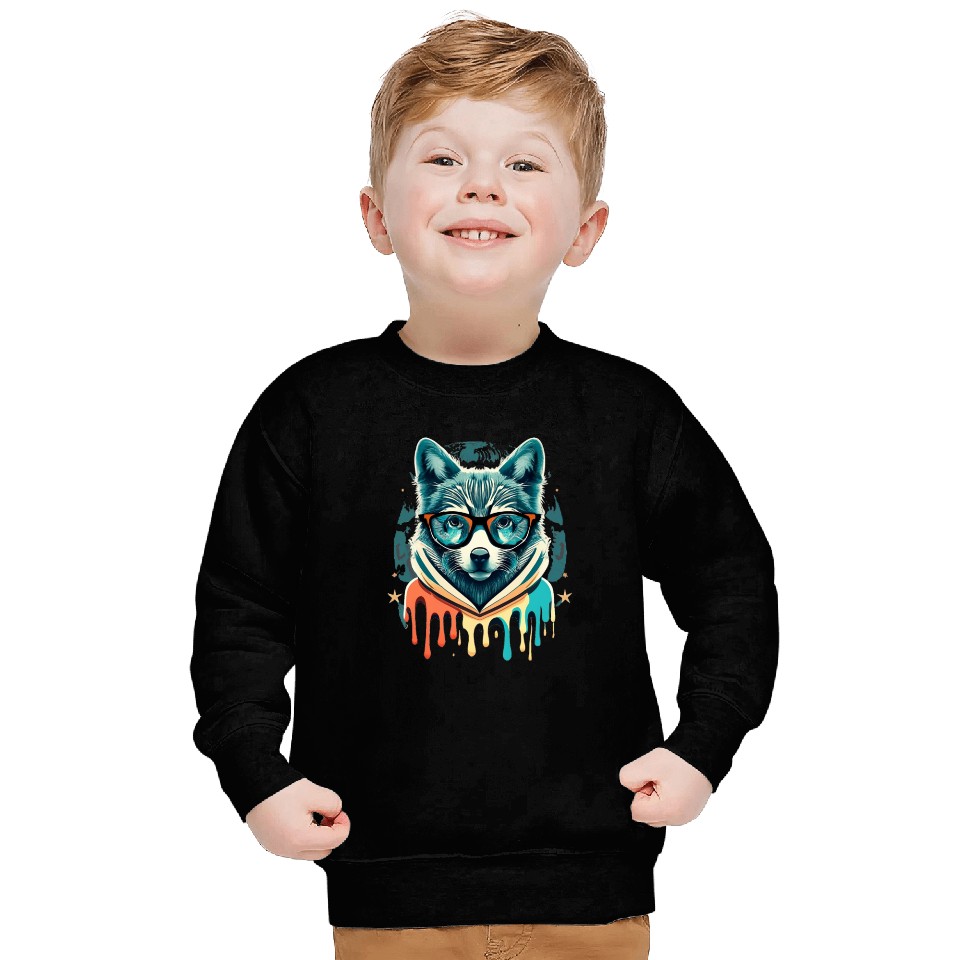 Hipster Wolf Drip Sweatshirts