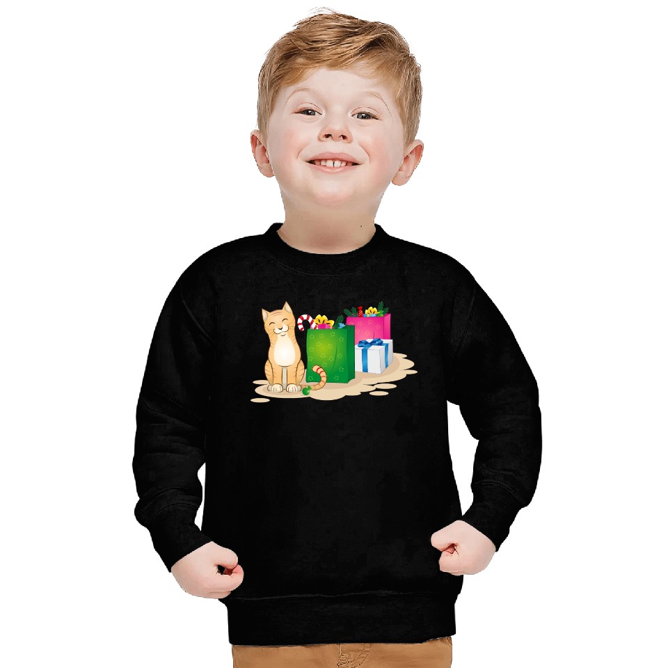 cute cat with christmas gifts Sweatshirts