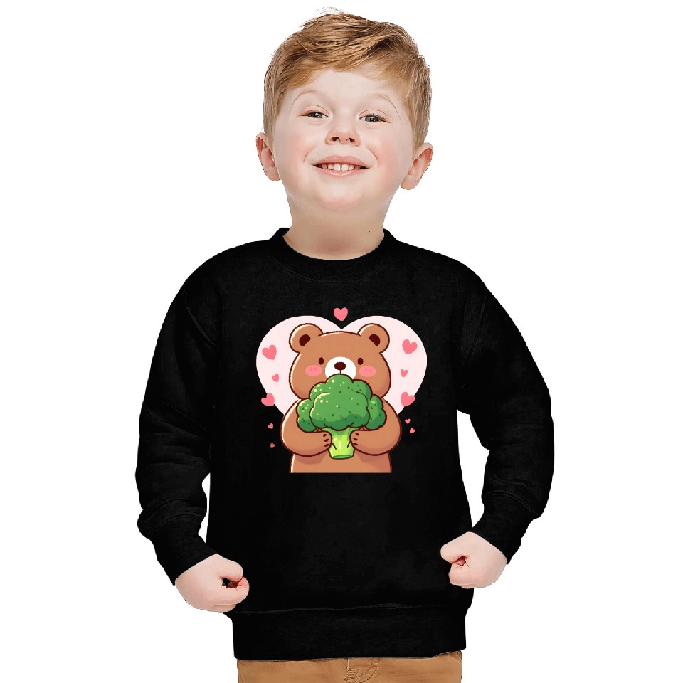 Bear in love hugs huge broccoli Sweatshirts