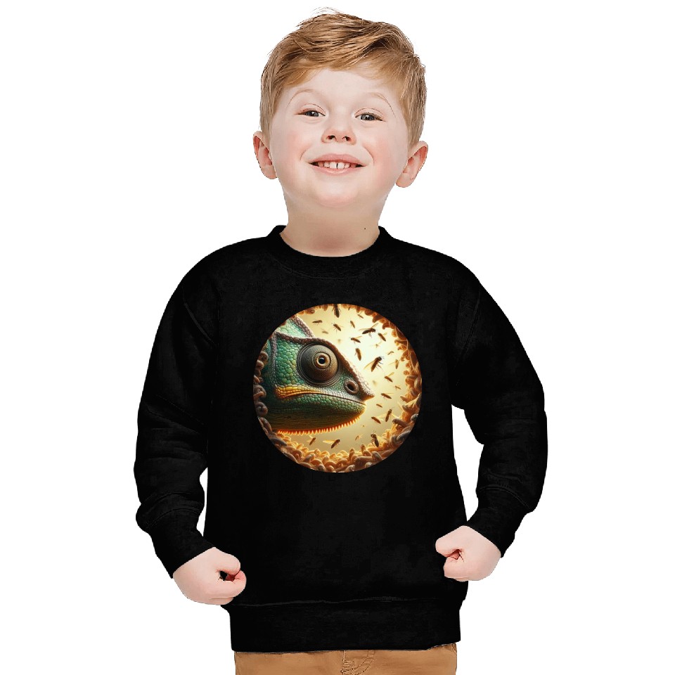 Chameleon head surrounded by bees Sweatshirts