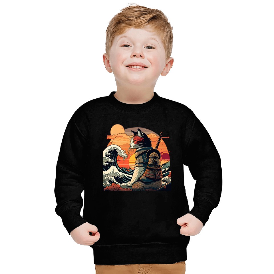 Samurai Cat vs The Great Wave Sweatshirts