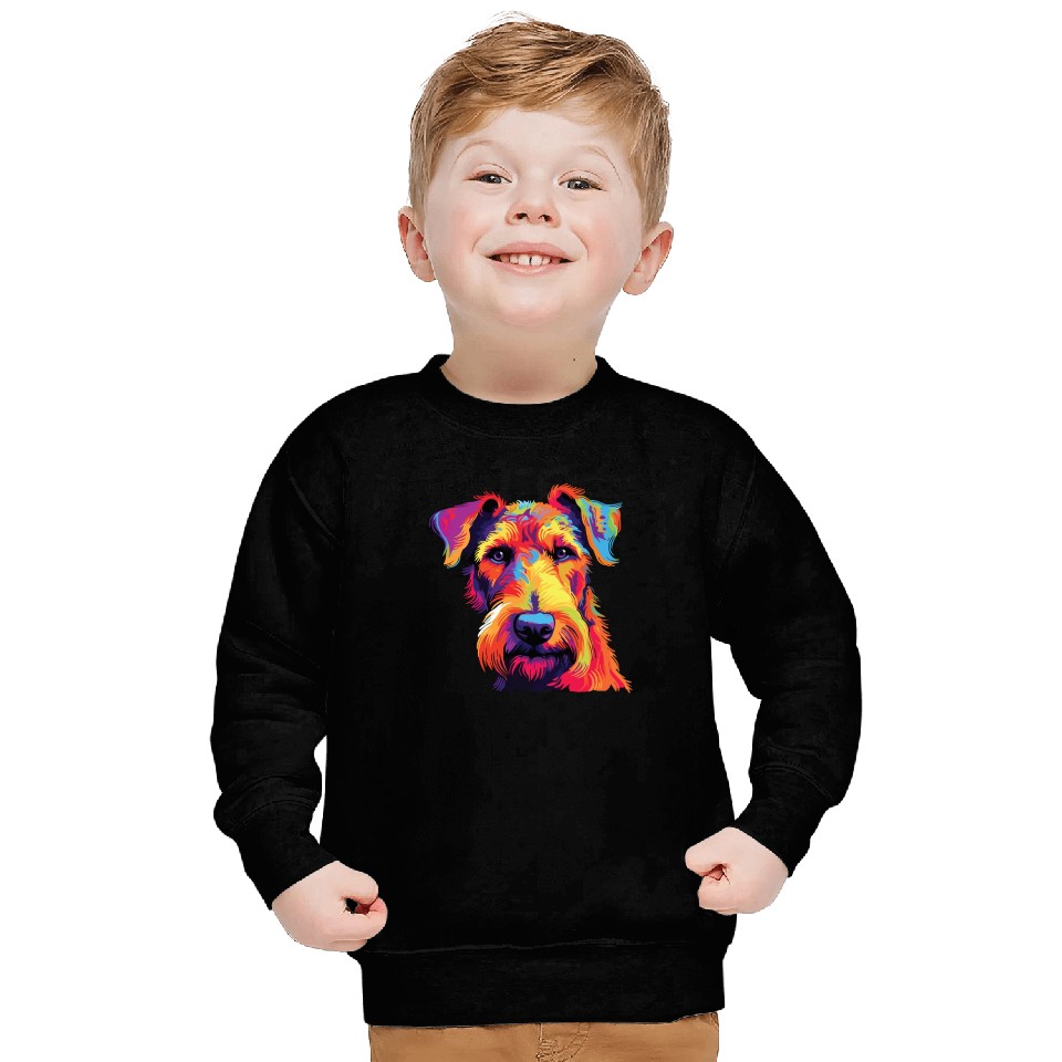 Watercolor Colorful Airedale Terrier Sweatshirts