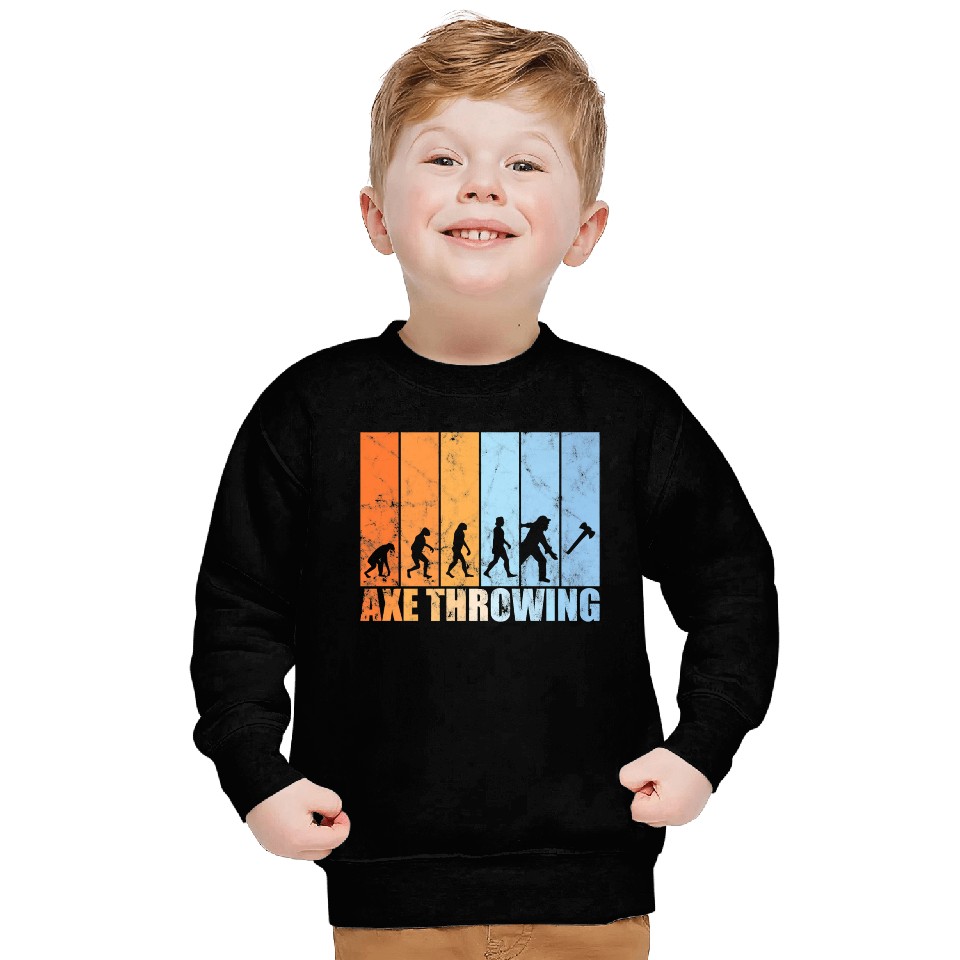 Axe throwing evolution hatchet throwing retro Pre Sweatshirts