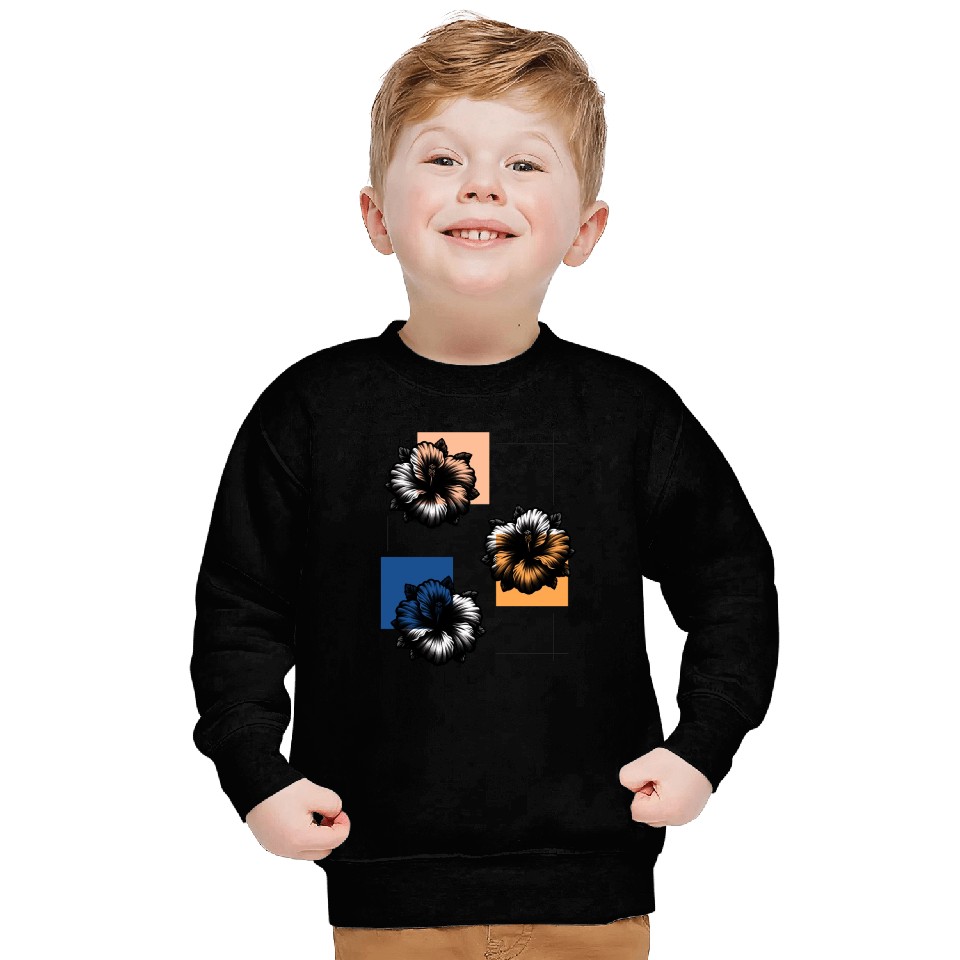 Abstract Risograph hibiscus Sweatshirts
