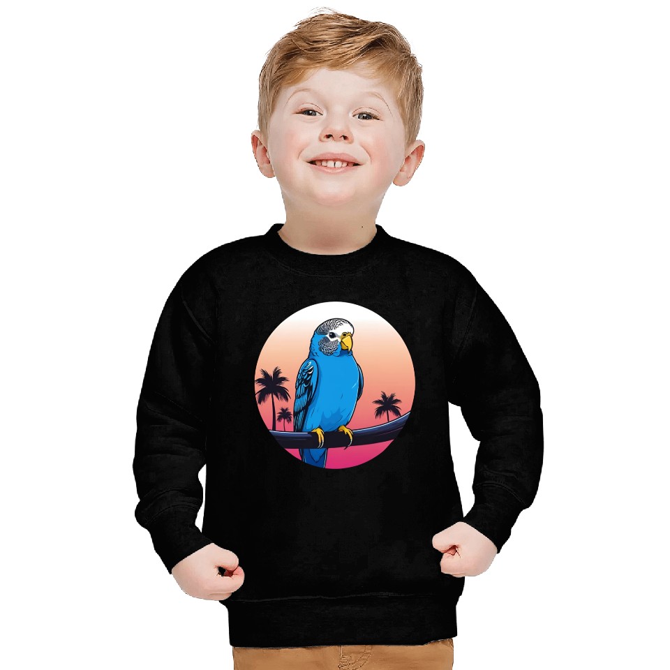 Synthwave Blue Budgie 2 Sweatshirts