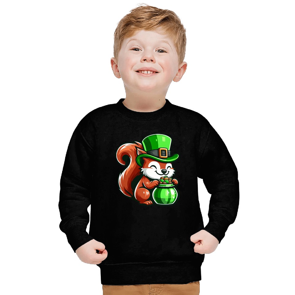 St. Patrick's Day Cute Squirrel Comic Design Sweatshirts