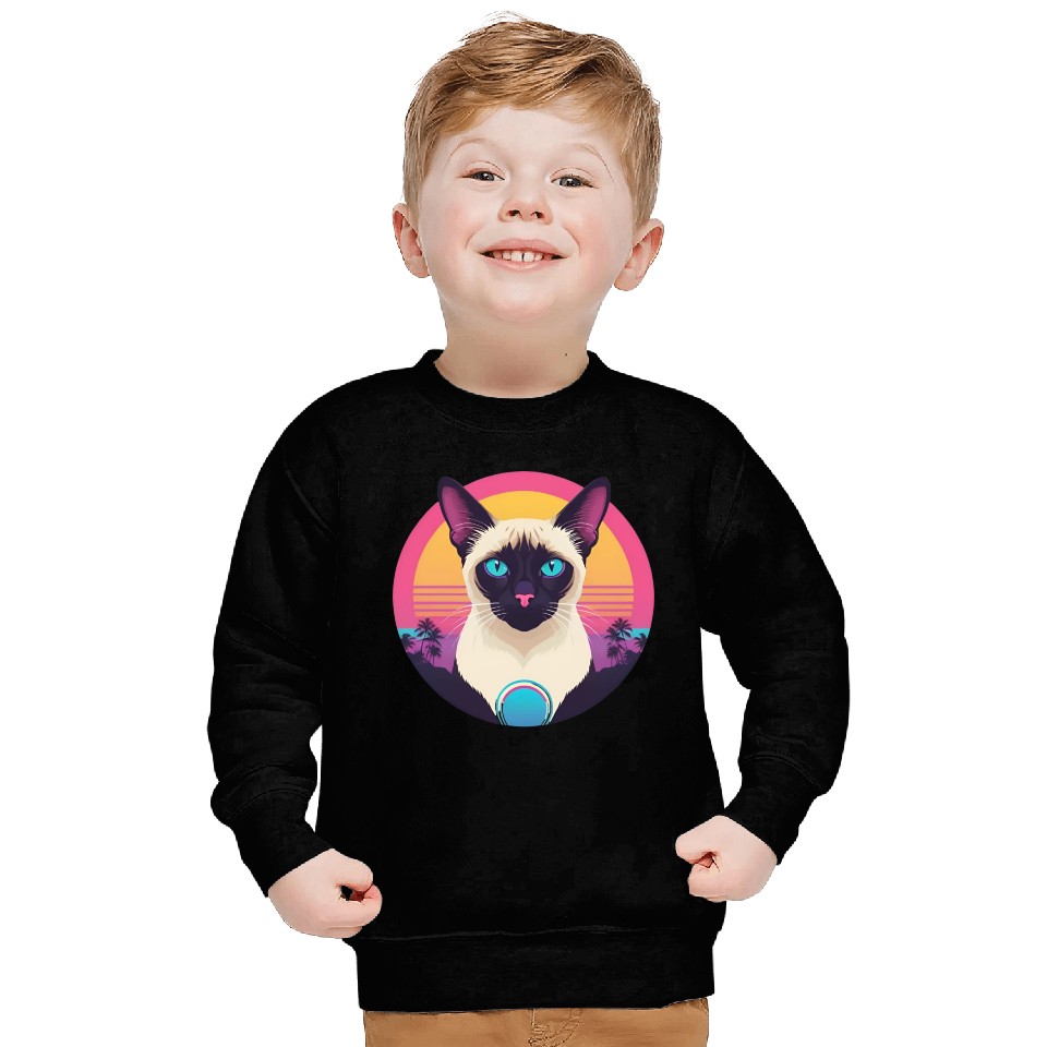 Synthwave Siamese Cat Sweatshirts