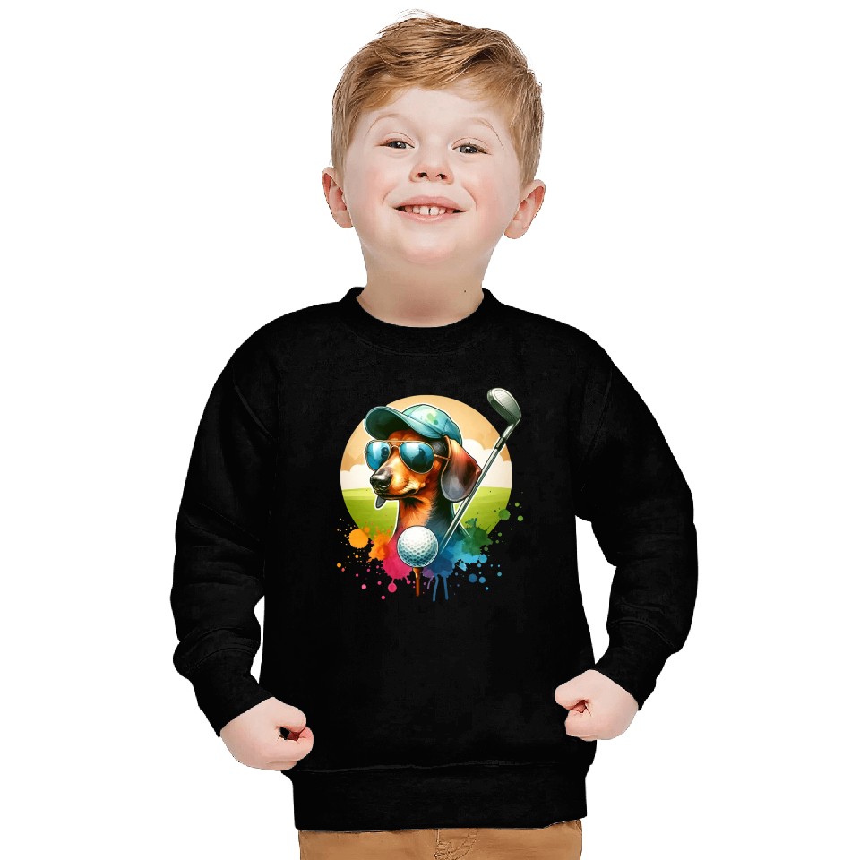 Cool Golf Player Dachshund Wiener Dog Design Sweatshirts