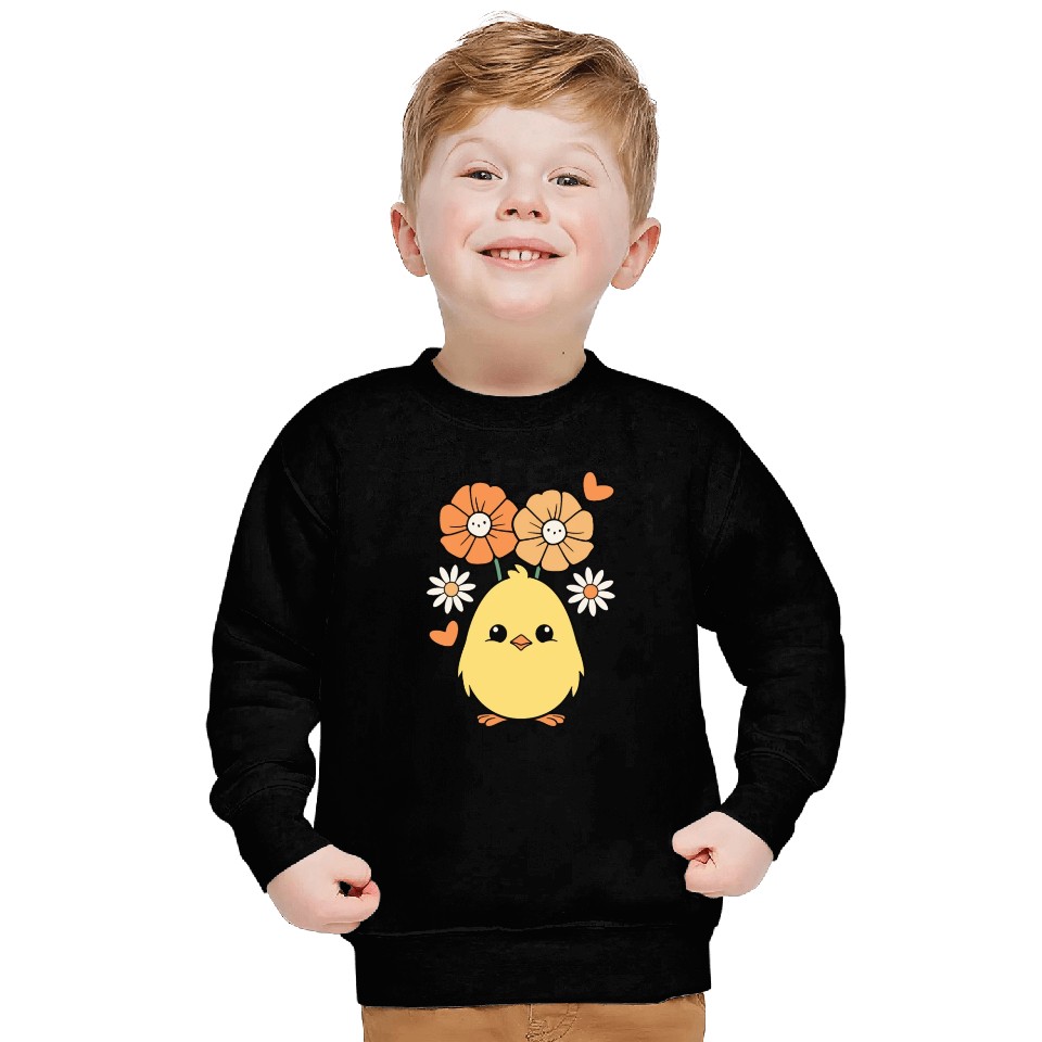 Chick Chicken Spring Flowers Summer Easter Garden Sweatshirts
