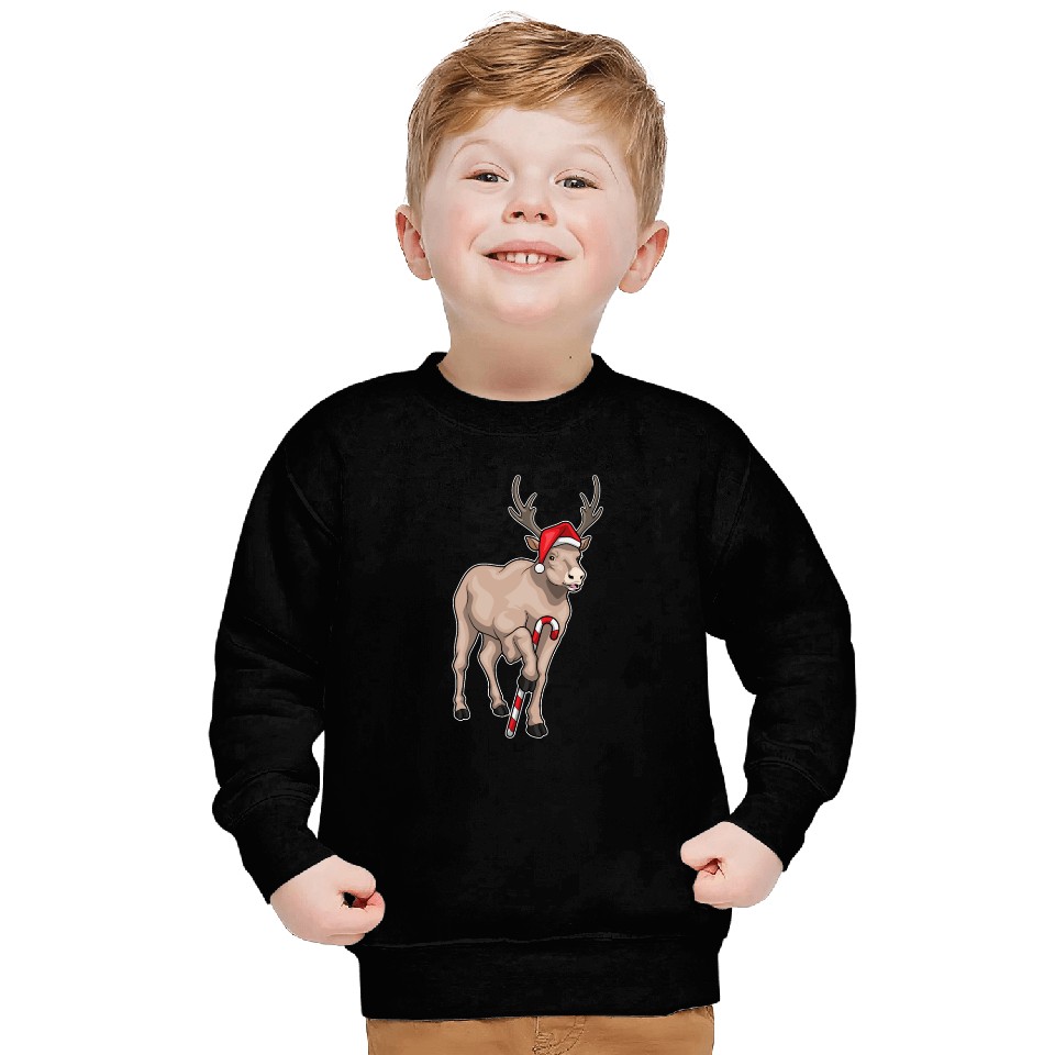 Reindeer Christmas Candy cane Sweatshirts