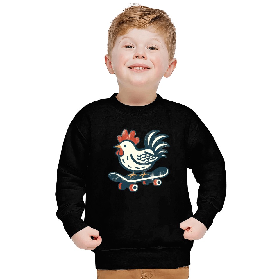 Skateboarding Farm Chicken Sweatshirts