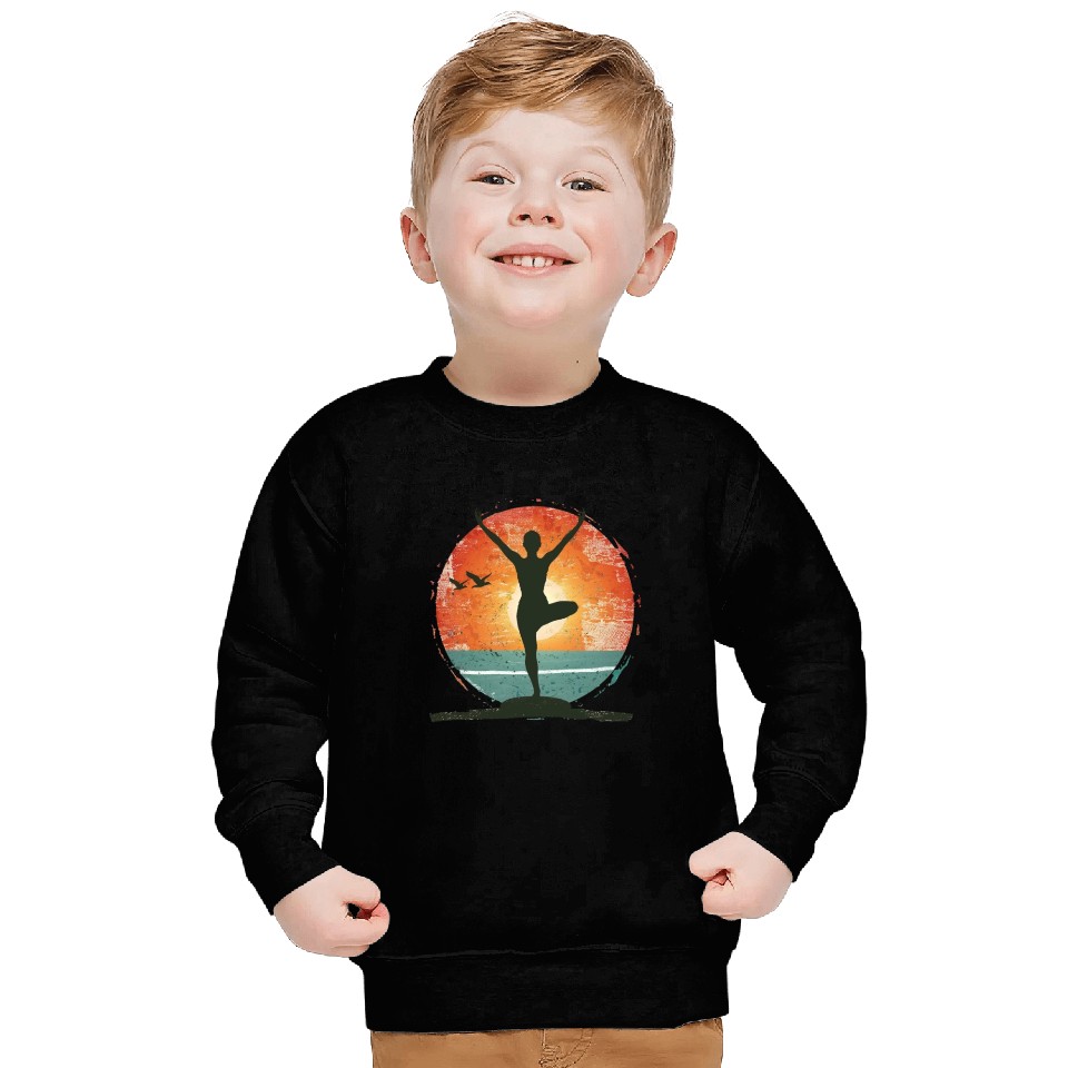 Sunset Yoga Silhouette Peaceful Scene Sweatshirts