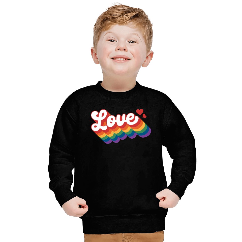Love with hearts Pride Rainbow Flag Sweatshirts