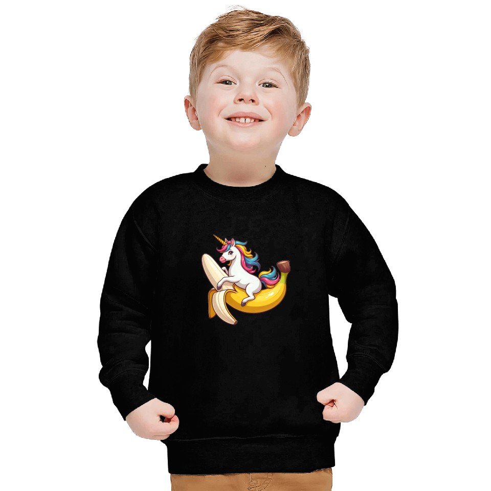 Unicorn on banana Sweatshirts
