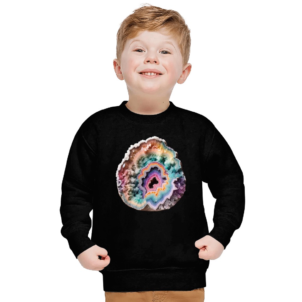Fantasy Pastel Rainbow Geo Stone Crystal Sweatshirts