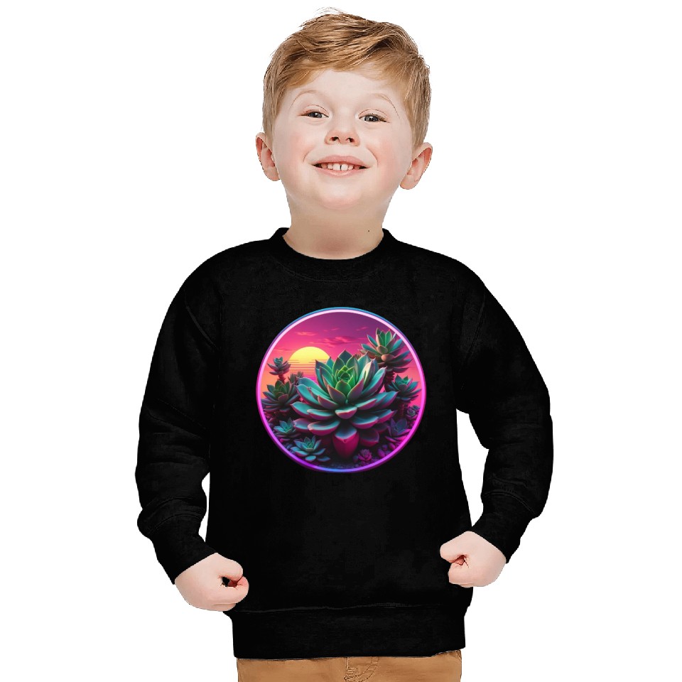 Synthwave Succulent Art Sweatshirts